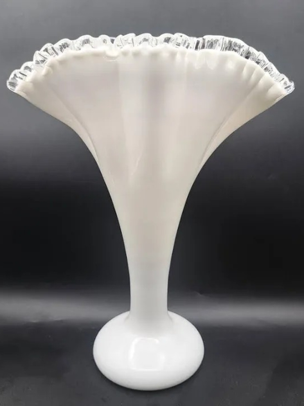 Fenton Silver crest Milk Glass Trumpet Vase 12"